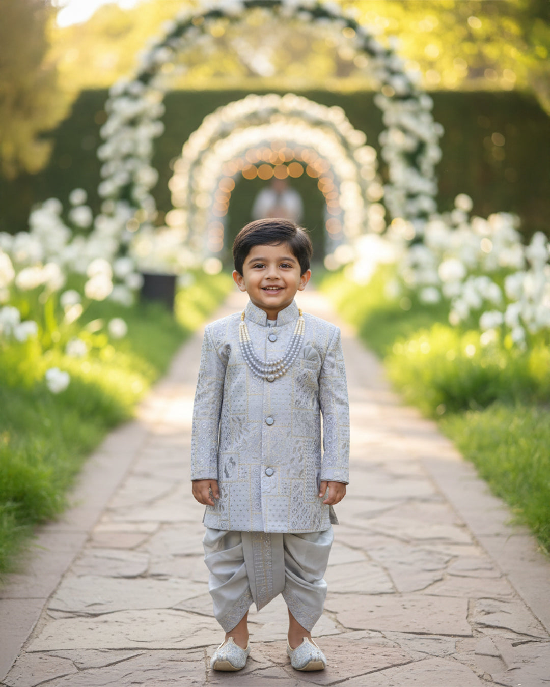 Silver Nawab Sherwani Set