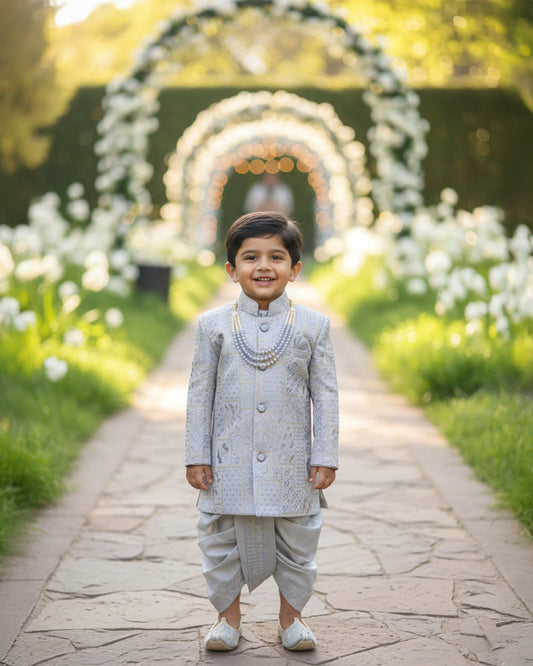 Silver Nawab Sherwani Set