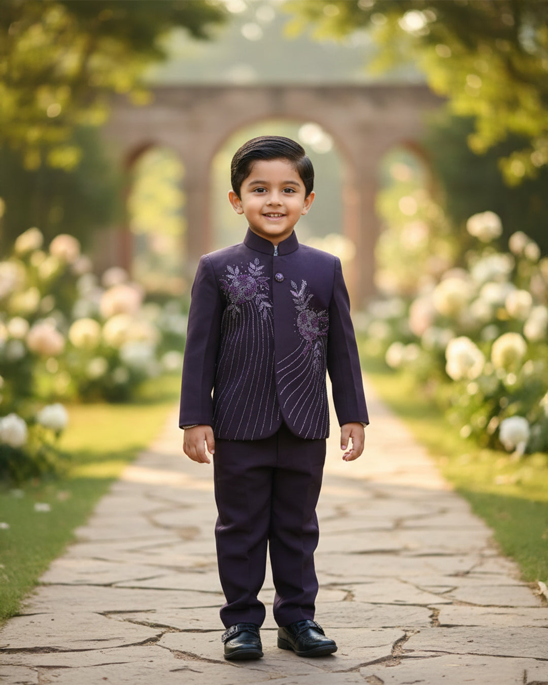 Midnight Plum Royal Bandhgala Set