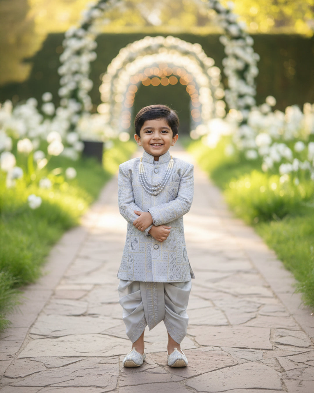 Silver Nawab Sherwani Set