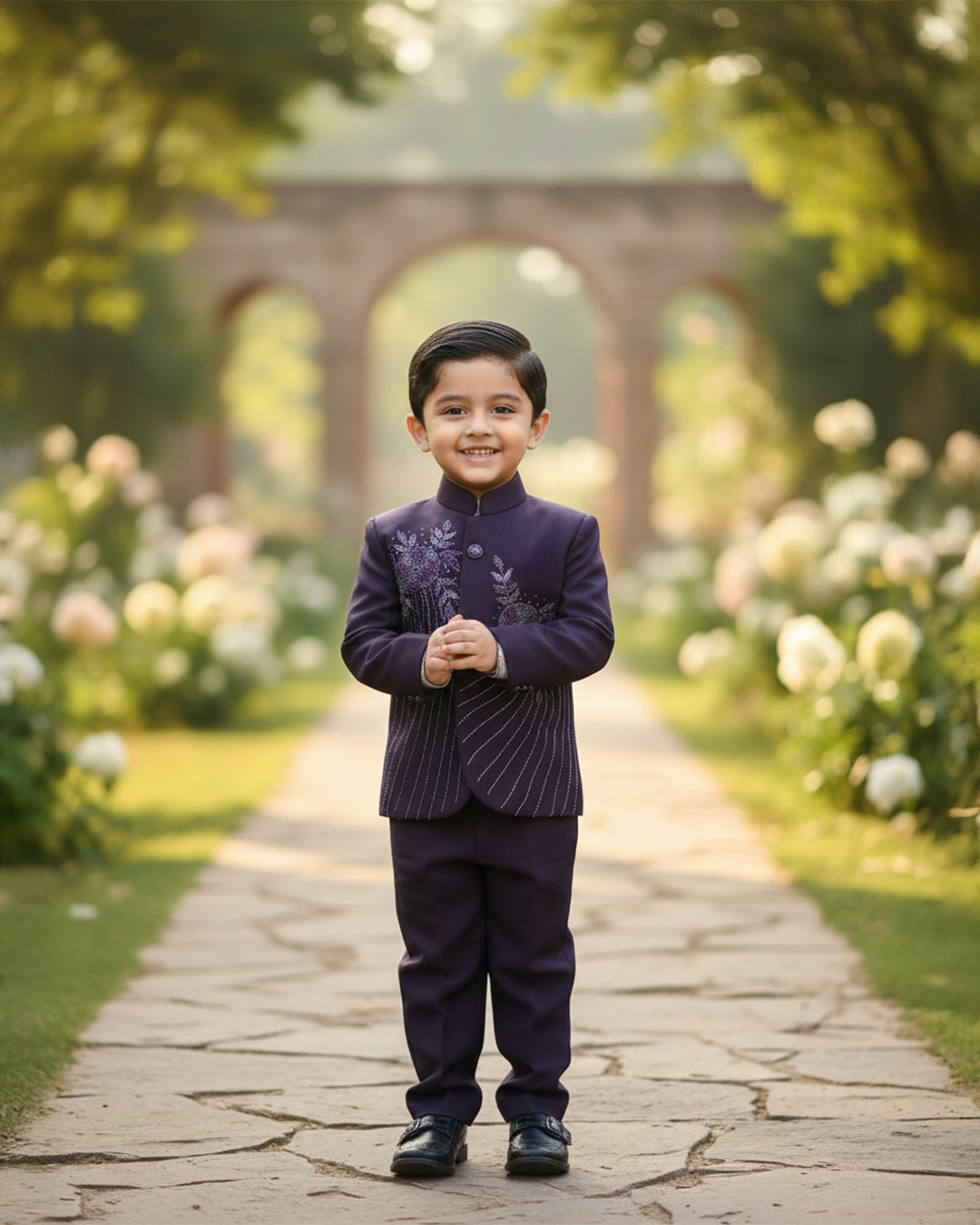 Midnight Plum Royal Bandhgala Set
