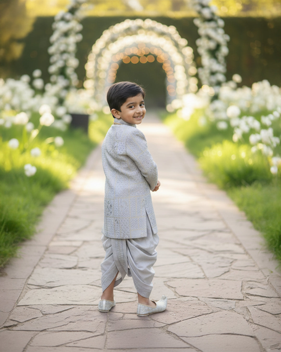 Silver Nawab Sherwani Set