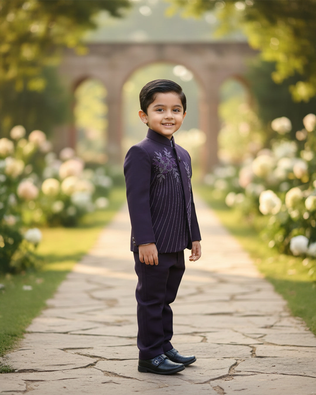 Midnight Plum Royal Bandhgala Set