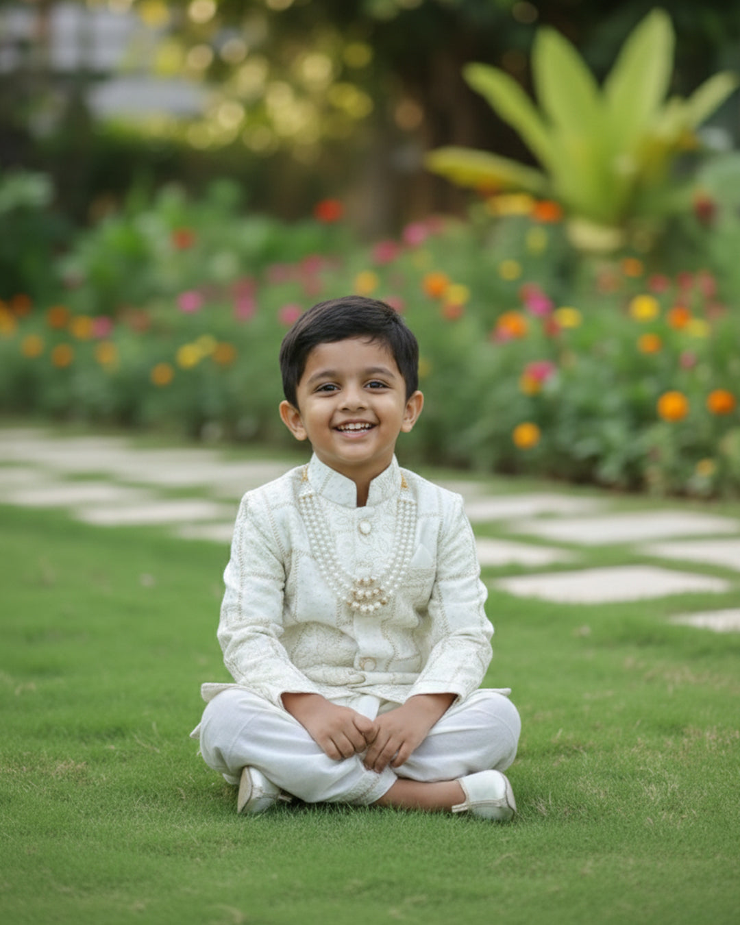 Elegant Ivory Nawabi Sherwani Dhoti