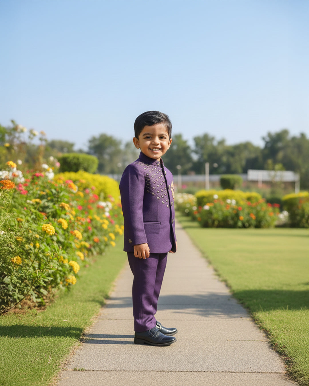 Heritage Purple Royal Bandhgala