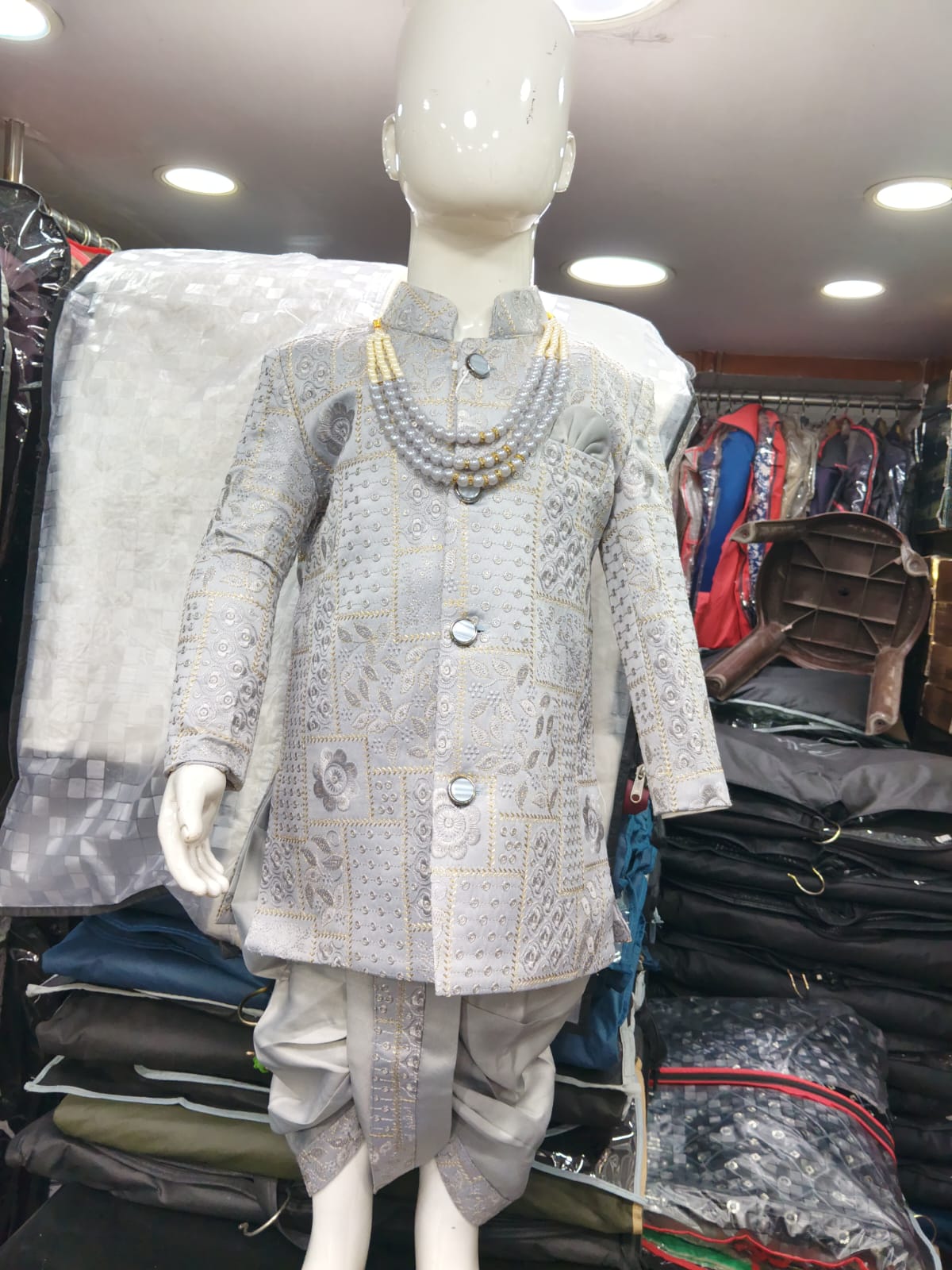 Silver Nawab Sherwani Set